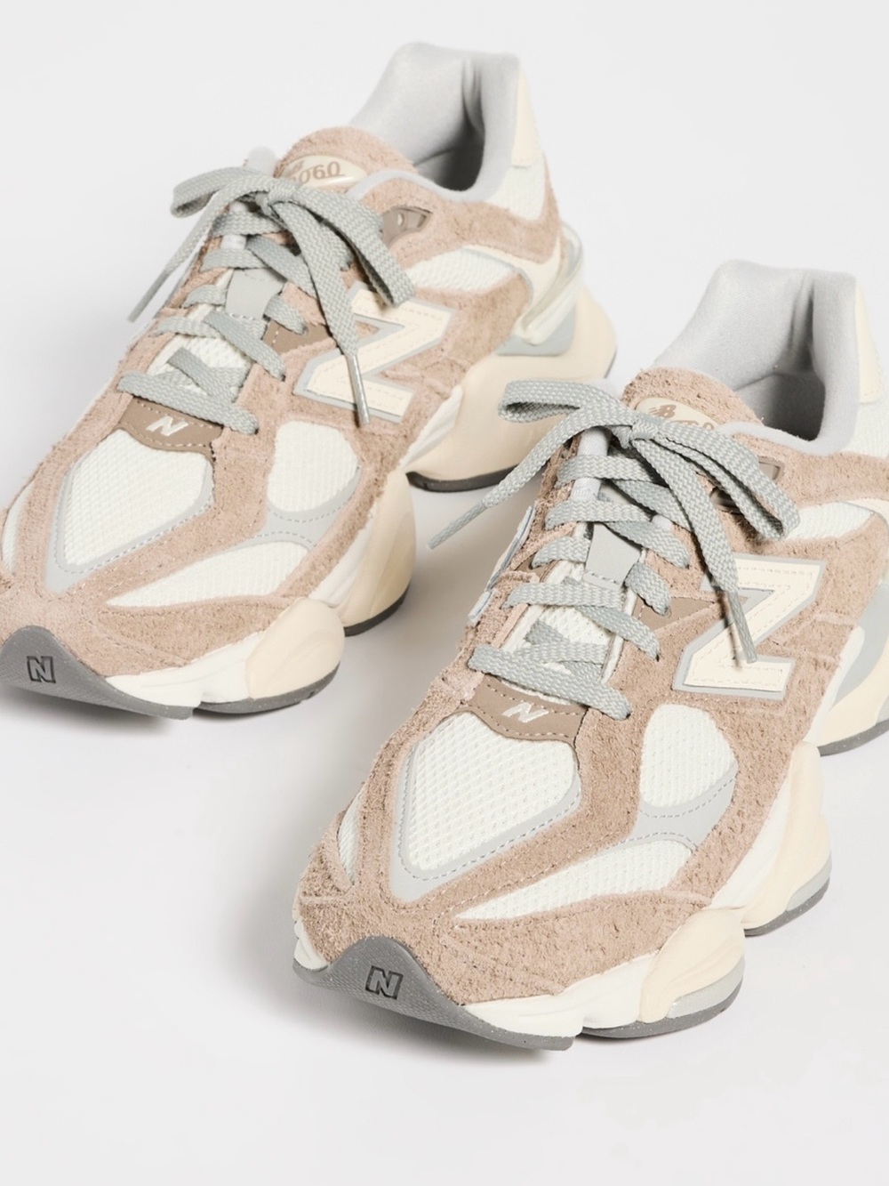 New Balance Women’s Beige Cream Suede Mesh Chunky Sneakers
